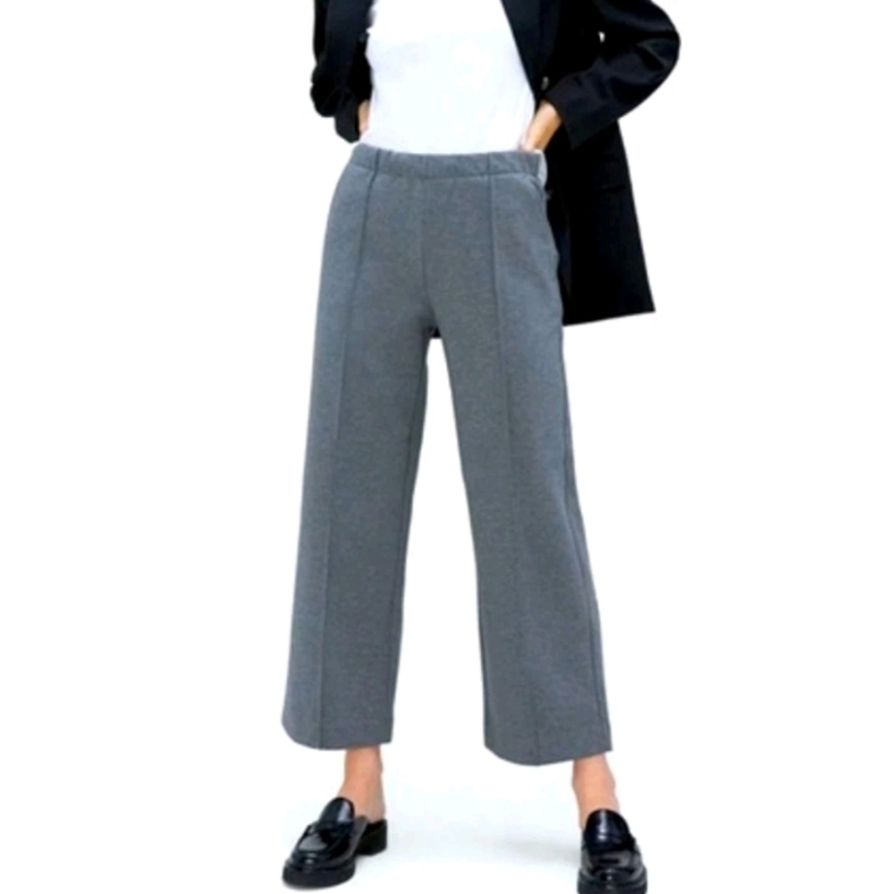Everlane the Dream trousers wide leg High Rise cropped women's gray size M.